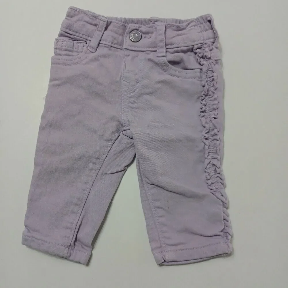Gymboree Baby Toddler Girls 0-3M Skinny Leg Jeans Purple Stretch Pockets Denim‎